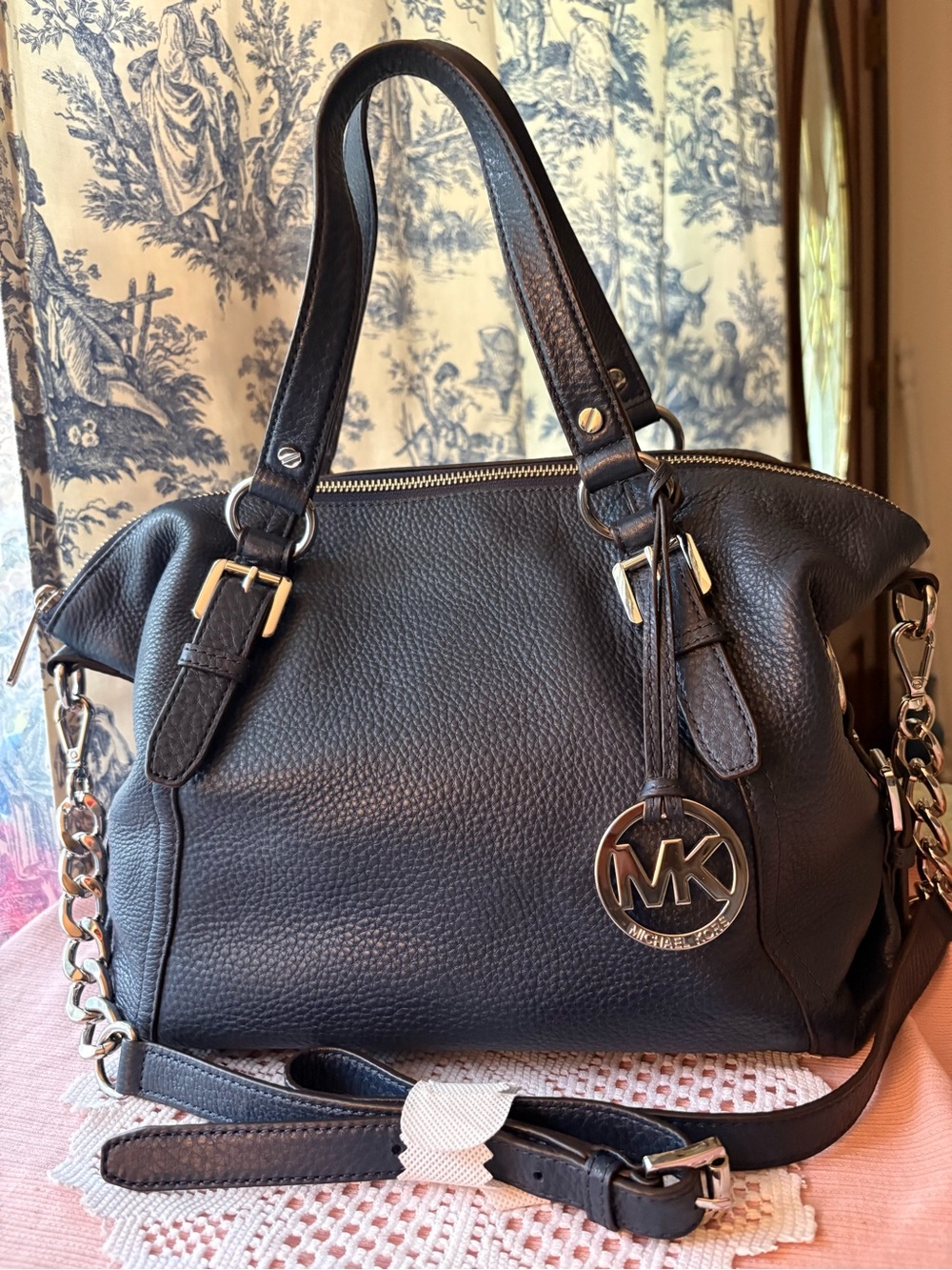 Michael Kors Blue Leather Satchel Handbag